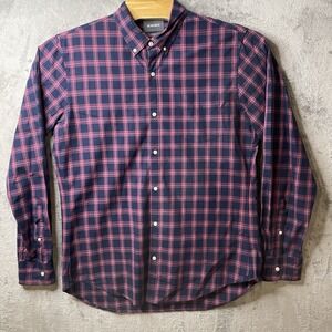 Bonobos Men's XL Long Blue/Pink Plaid Shirt Slim Fit Long‎ Sleeve Button Down